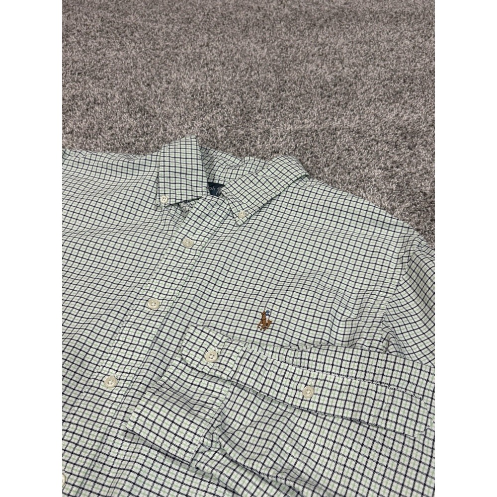 Polo Ralph Lauren Mens Custom Fit Check‎ Button Down Shirt Green Navy Blue L